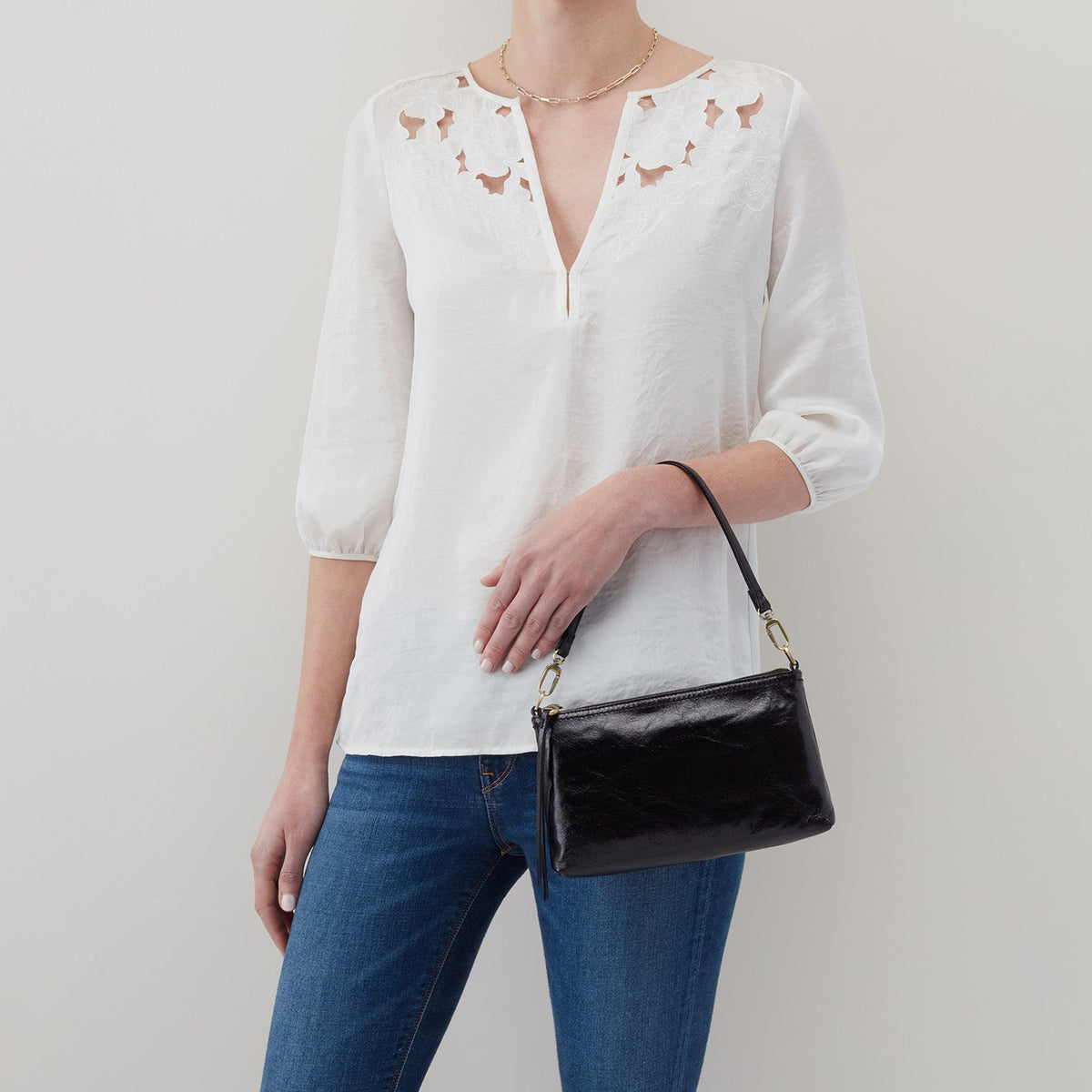 Darcy Crossbody In Polished Leather - Blue Stone | HOBO