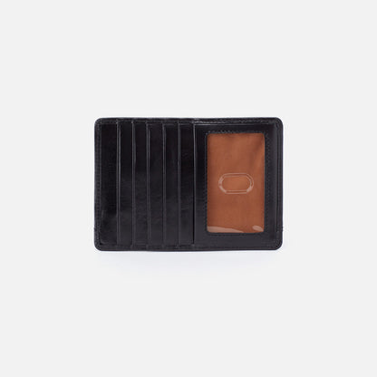 Euro Slide Card Case In Polished Leather - Black | HOBO