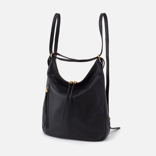 Merrin Convertible Backpack In Pebbled Leather - Black | HOBO
