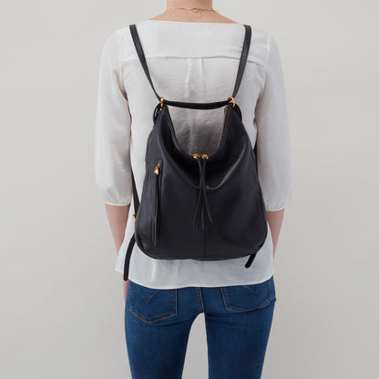 Merrin Convertible Backpack In Pebbled Leather - Black | HOBO