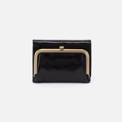 Robin Compact Wallet In Polished Leather - Black | HOBO