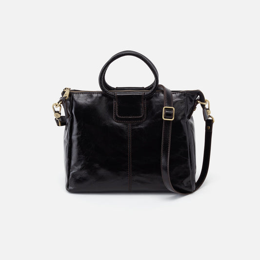 Sheila Medium Satchel In Polished Leather - Black | HOBO