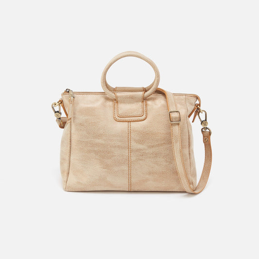 Sheila Medium Satchel In Metallic Leather - Gold Leaf | HOBO