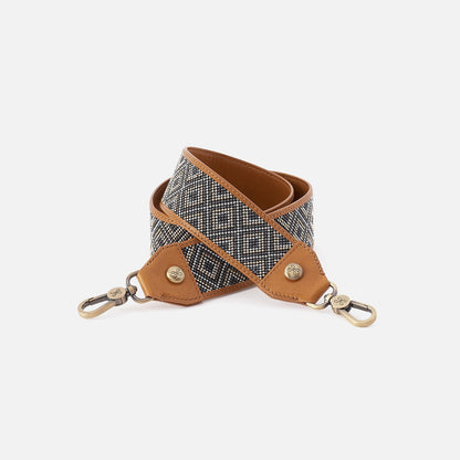 Beaded Guitar Strap In Polished Leather - Natural | HOBO