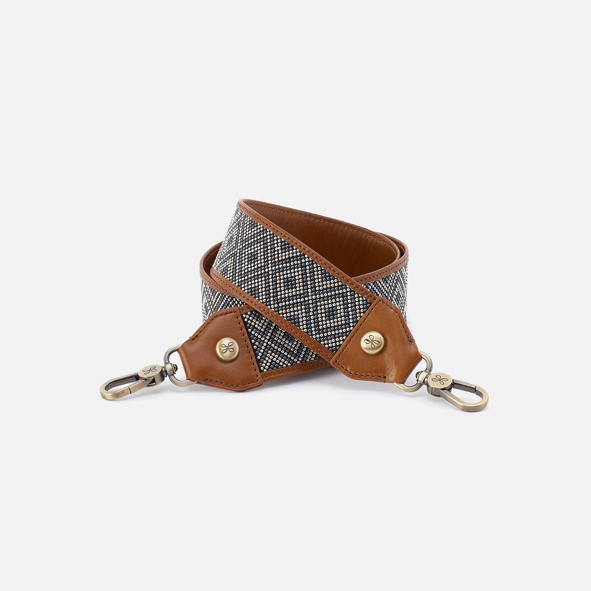 Beaded Guitar Strap In Polished Leather - Truffle | HOBO