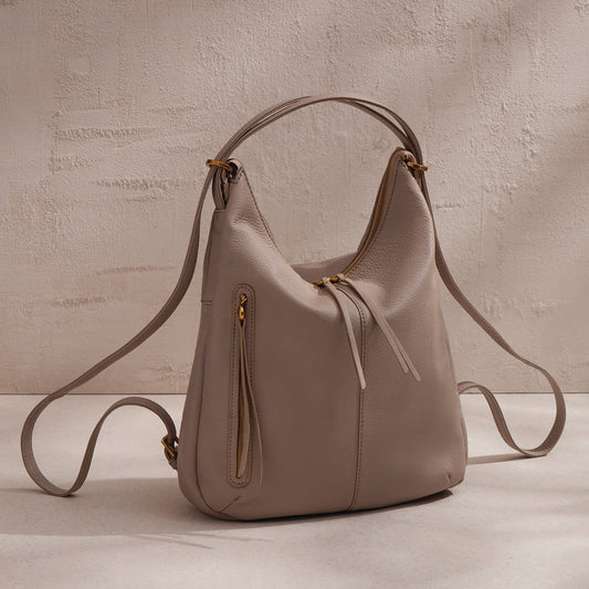 Merrin Convertible Backpack In Pebbled Leather - Taupe | HOBO
