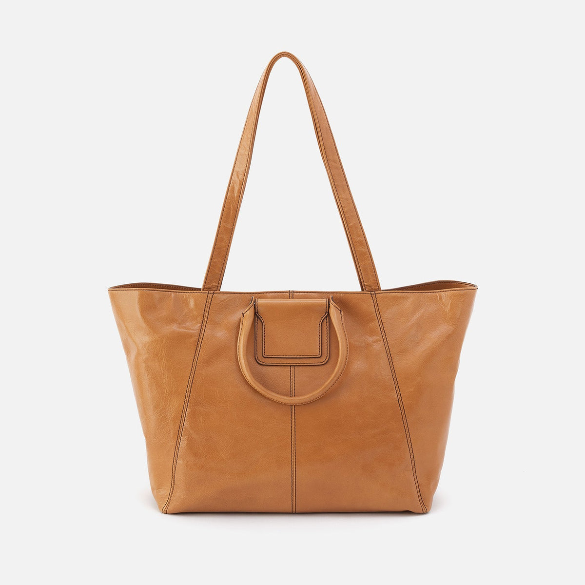 Sheila East-West Tote In Polished Leather - Natural | HOBO