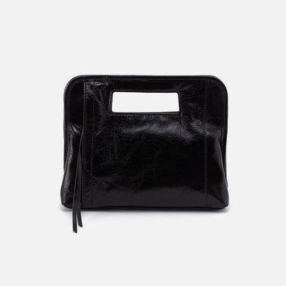 Ace Clutch In Polished Leather - Black | HOBO