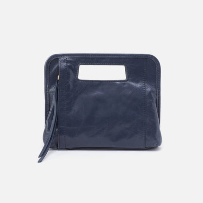 Ace Clutch In Polished Leather - Blue Stone | HOBO