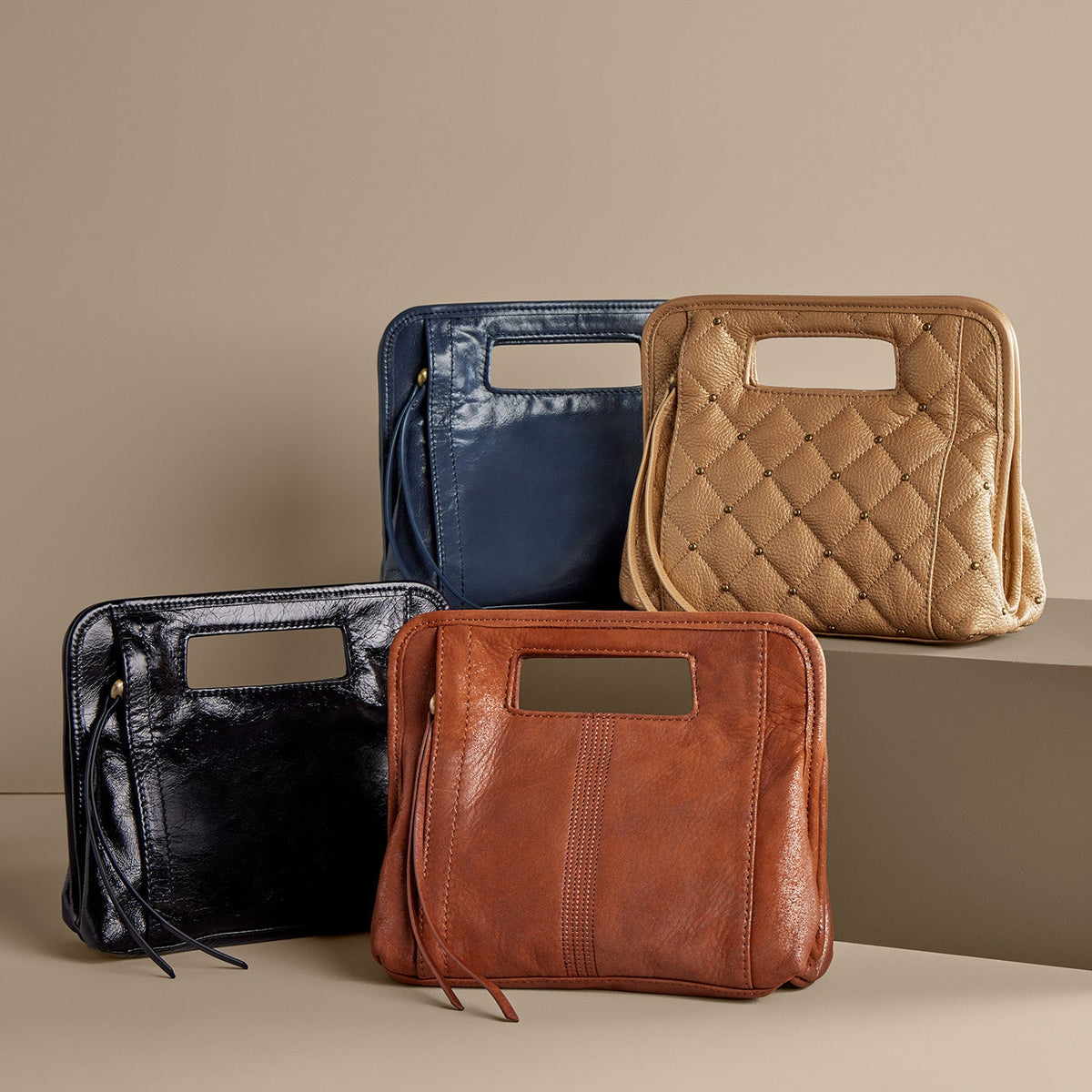 Ace Clutch In Polished Leather - Blue Stone | HOBO