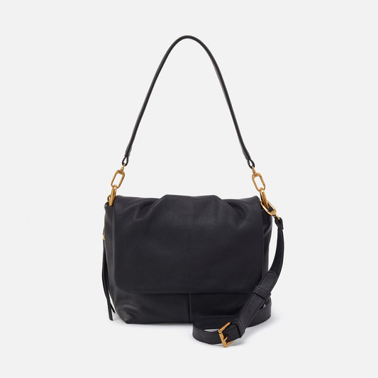 Harley Convertible Shoulder Bag In Pebbled Leather - Black | HOBO