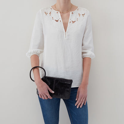 Sable Wristlet In Polished Leather - Blue Stone | HOBO
