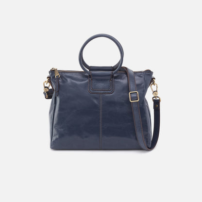 Sheila Medium Satchel In Polished Leather - Blue Stone | HOBO