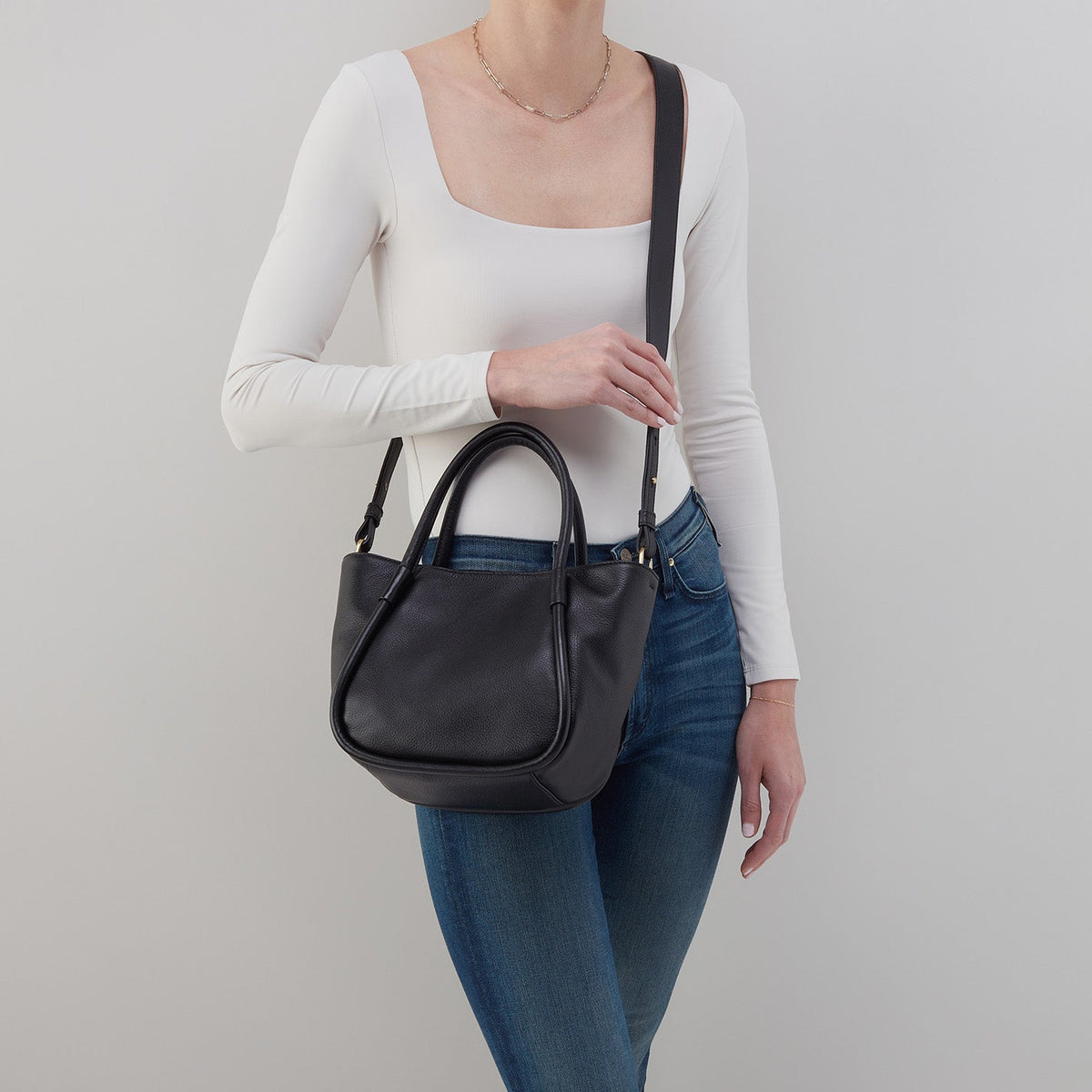 Margot Satchel in Suede - Sequoia | HOBO