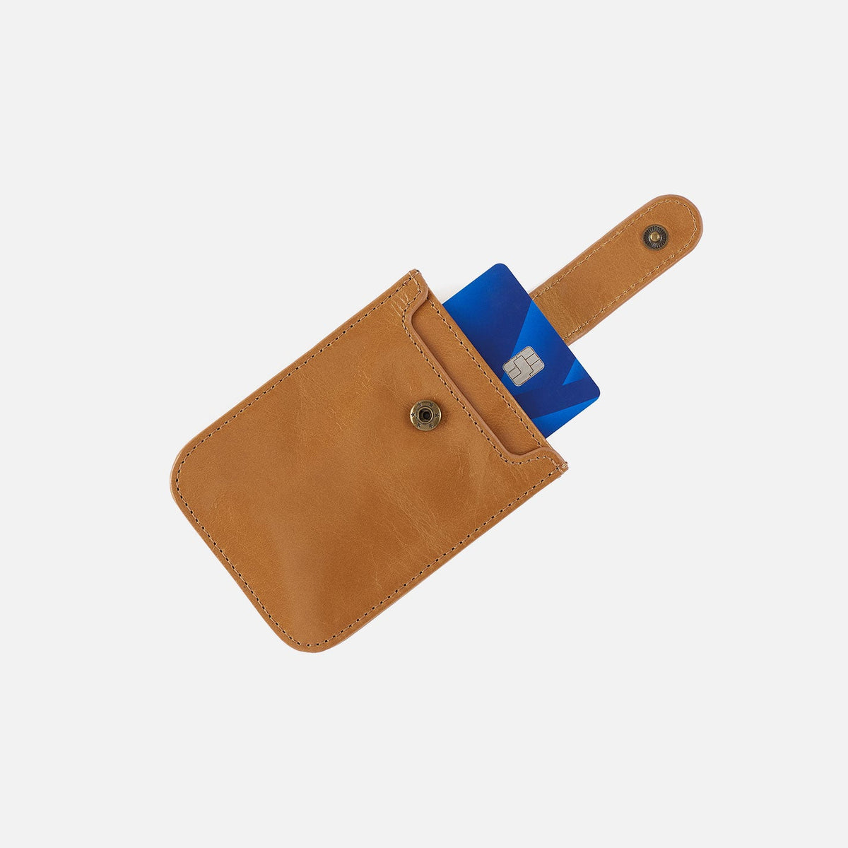 Dunn Card Case In Polished Leather - Sky Blue | HOBO