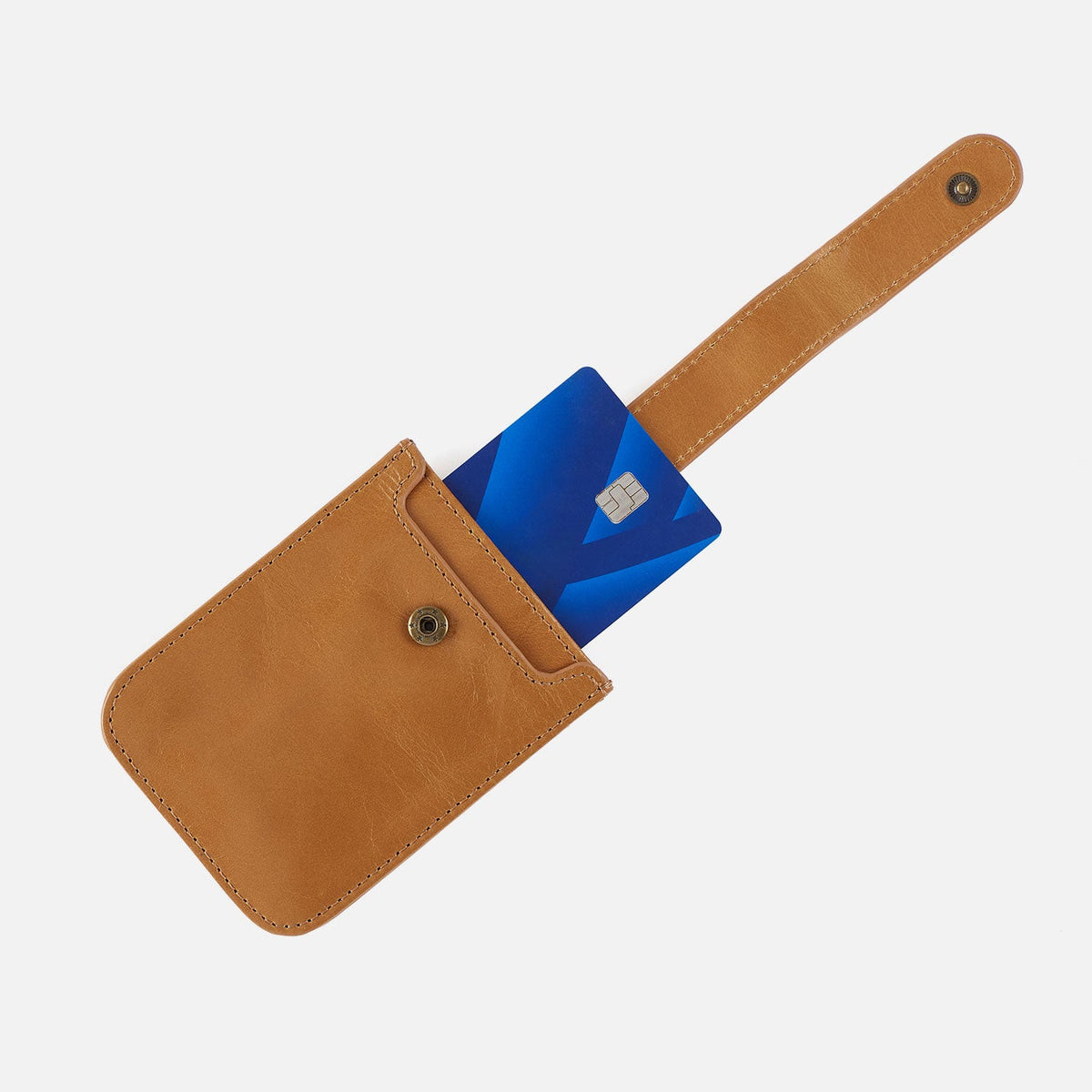 Dunn Card Case In Polished Leather - Sky Blue | HOBO