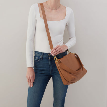 Harley Convertible Shoulder Bag in Pebbled Leather - Warm Honey | HOBO