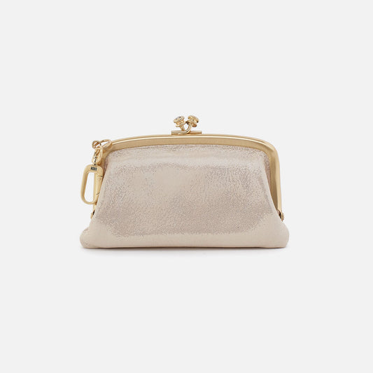 Cheer Frame Pouch In Metallic Leather - Sand Shimmer | HOBO