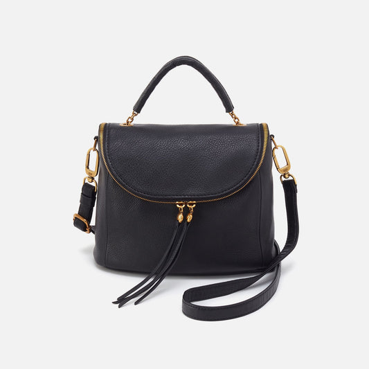 Fern Top Handle Satchel In Pebbled Leather - Black | HOBO