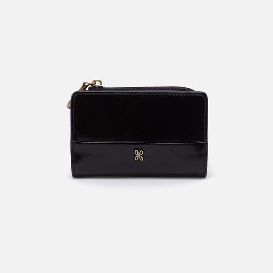 Jill Card Case In Polished Leather - Black | HOBO