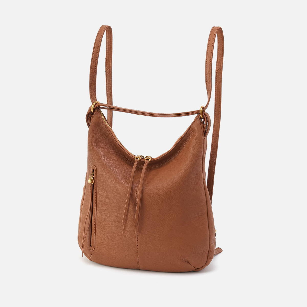 Merrin Convertible Backpack In Pebbled Leather - Warm Honey | HOBO