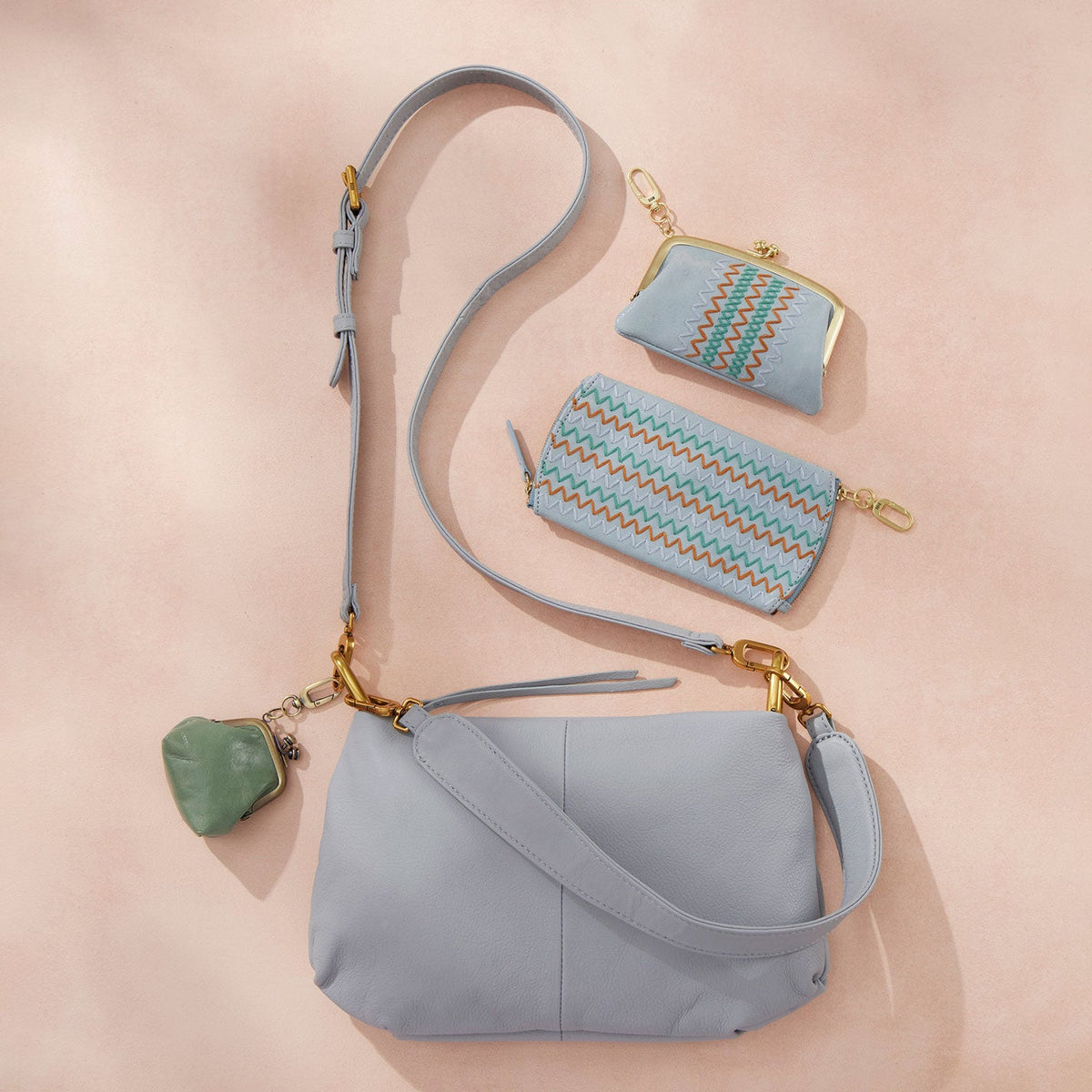 Run Frame Pouch In Polished Leather - Jade | HOBO