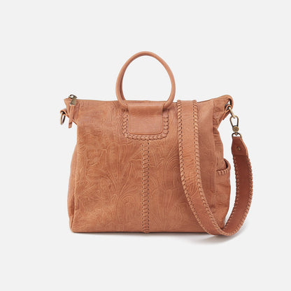 Sheila Large Satchel In Tooled Embossed Leather - Saddle Tooled Emboss | HOBO
