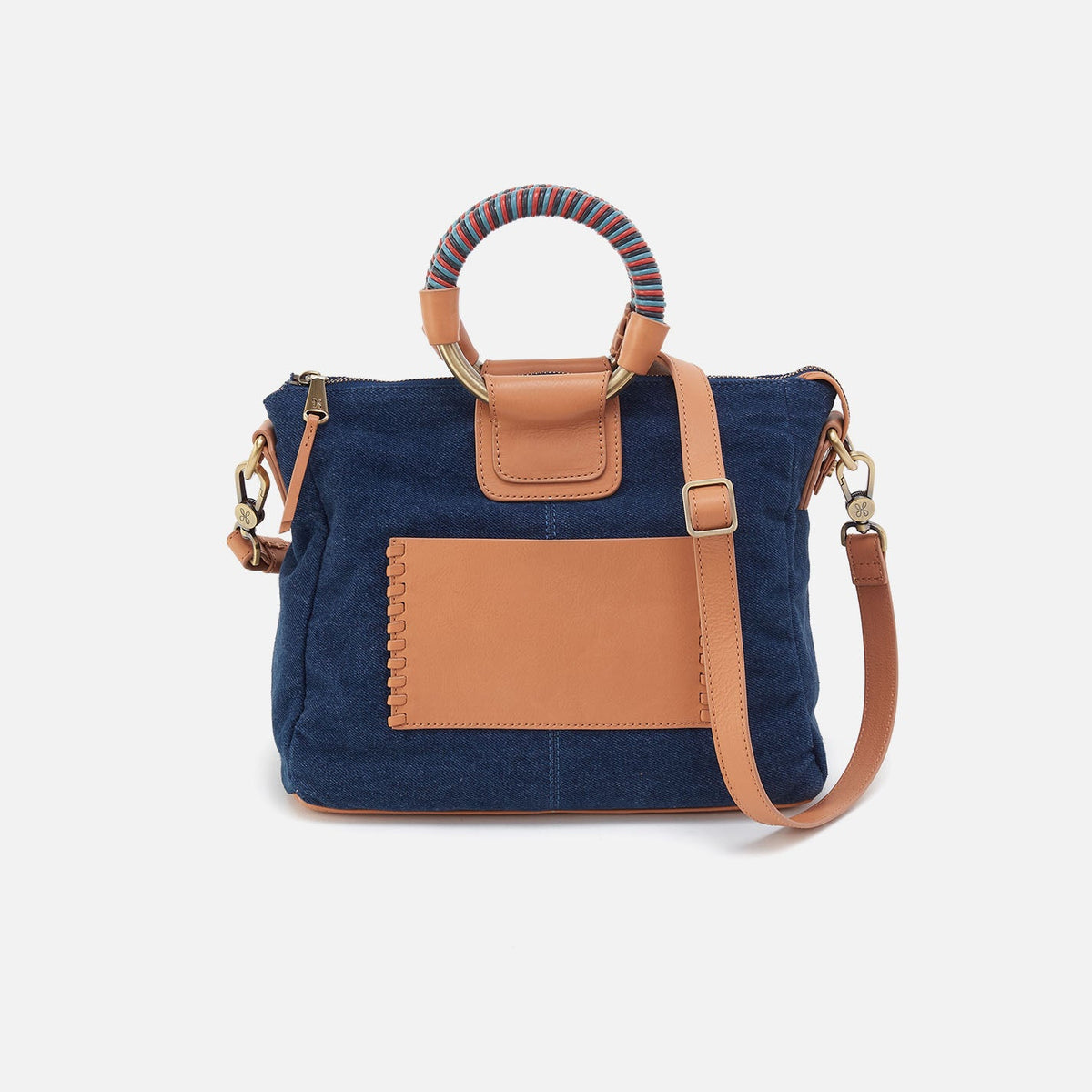 Sheila Medium Satchel In Denim Fabric - Dark Denim | HOBO