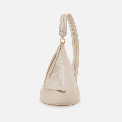 Sway Small Sling In Metallic Leather - Sand Shimmer | HOBO