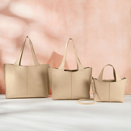 Vida Tote in Micro Pebbled Leather - Almond | HOBO