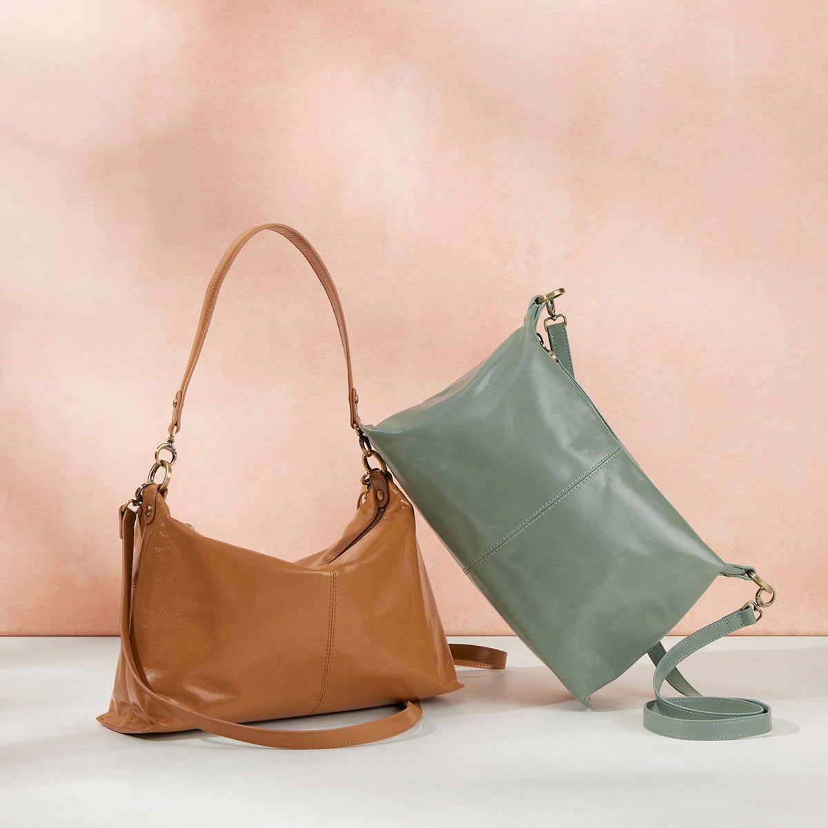Avon Shoulder Bag In Polished Leather - Jade | HOBO