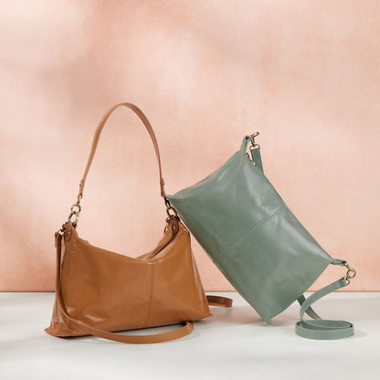 Avon Shoulder Bag In Polished Leather - Jade | HOBO