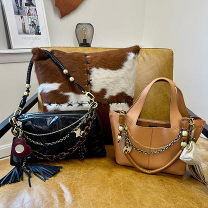 Ring Tassel Swag in Pebbled Leather - Black | HOBO