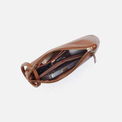 Daisy Daze Large Wristlet In Polished Leather - Truffle | HOBO