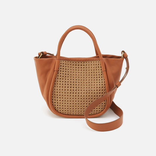 Margot Satchel In Pebbled Leather - Burnished Caramel Caning | HOBO
