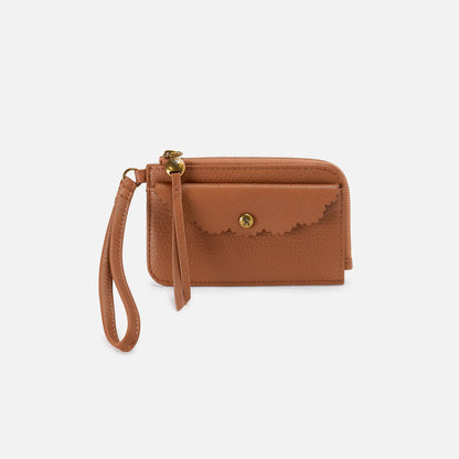 Tabby Card Wristlet In Pebbled Leather - Warm Honey | HOBO