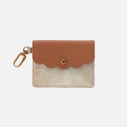 Tabby Flap Card Case In Metallic Leather - Saddle Stardust | HOBO
