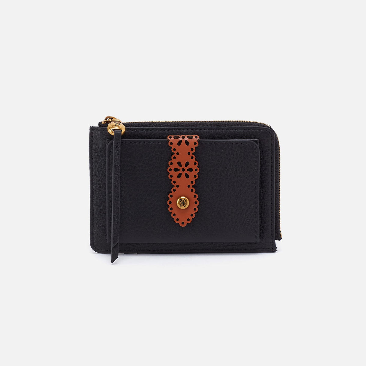Tabby Zip Medium Wallet In Pebbled Leather - Black | HOBO